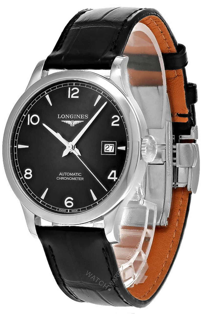 LONGINES Record AUTO 38.5MM Black Dial Leather Men's Watch L2.820.4.56.2 / L28204562 LONGINES Record AUTO 38.5MM Black Dial Leather Men's Watch L2.820.4.56.2 / L28204562