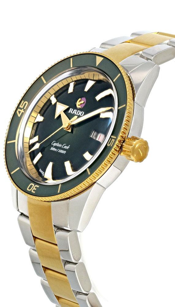 RADO Captain Cook Automatic 42MM Green Dial Two-Tone Men's Watch