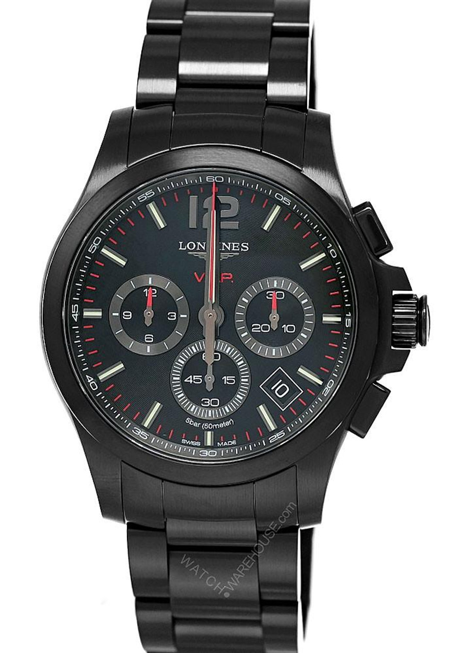 LONGINES Conquest V.H.P. CHRONO 42MM Black SS Men's Watch