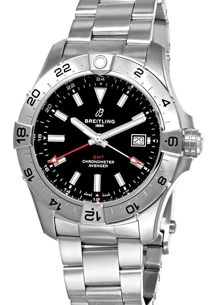 BREITLING Avenger Automatic GMT 44MM Black Dial Men's Watch A32320101B1A1