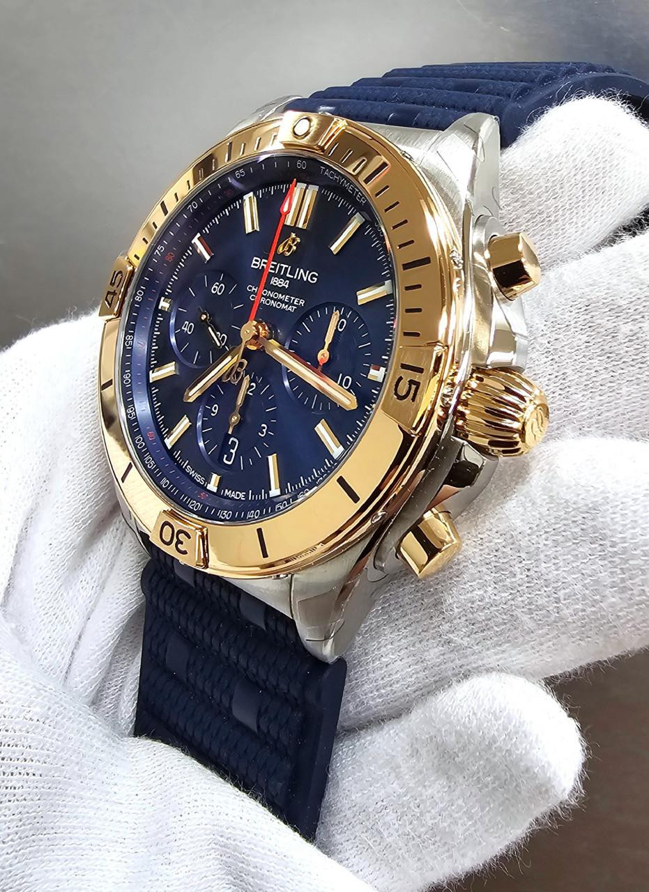 BREITLING Chronomat B01 42MM 18K Rose Gold Bezel Rubber Men's