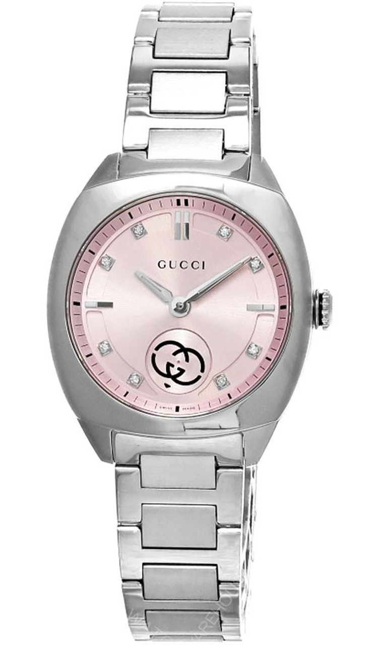 GUCCI G-Timeless Quartz SS 29MM Pink Diamond Dial Women's Watch YA142511 