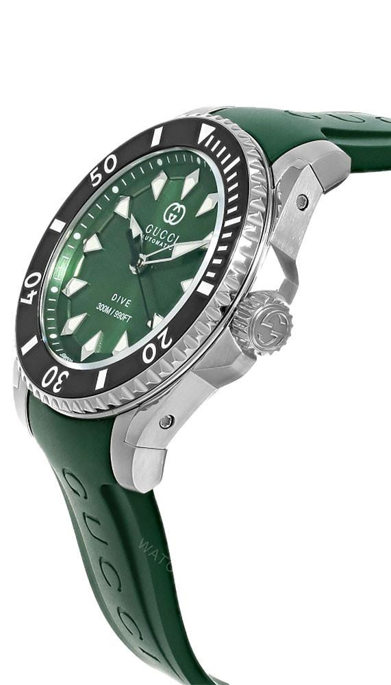 GUCCI Dive Automatic Stainless Steel 40MM Green Dial/Rubber Men's