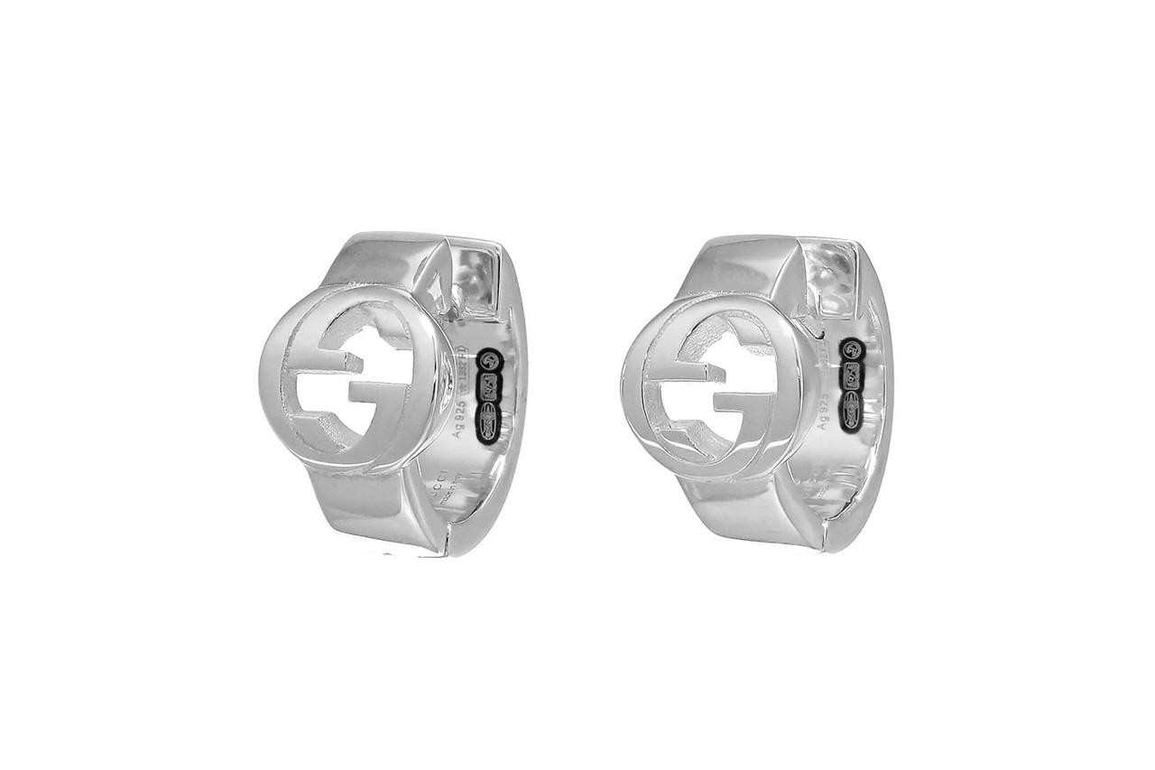 Y.Gページ Gucci Sterling Silver Trademark Oval Tag Drop Earrings