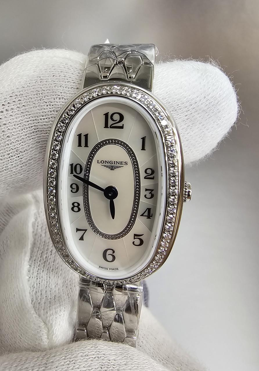 LONGINES Symphonette Quartz SS Oval MOP 56 Diamond Women's Watch