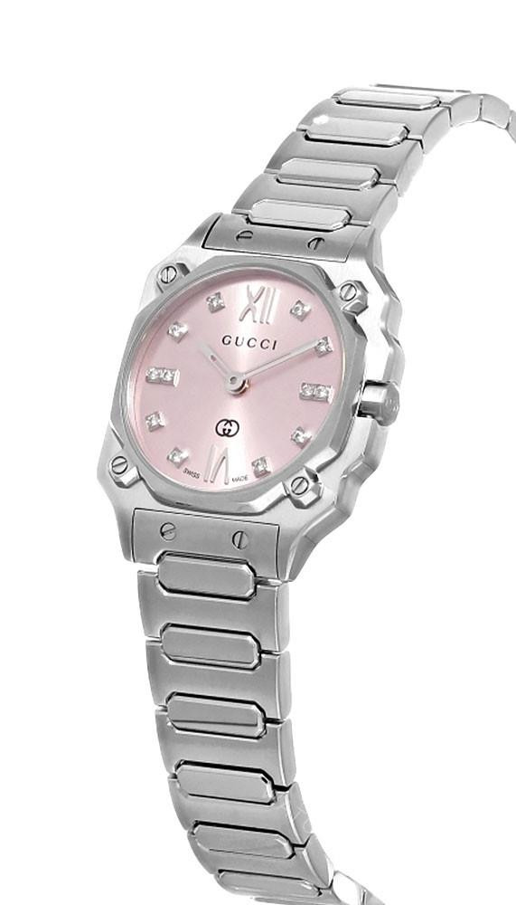 GUCCI G-Flat Quartz 24MM Diamond Accent Pink Dial Women's Watch