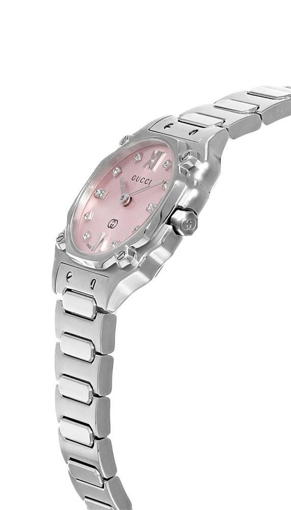 GUCCI G-Flat Quartz 24MM Diamond Accent Pink Dial Women display picture 1