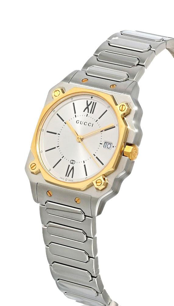 GUCCI G-Flat Quartz Stainless Steel 30MM Silver Dial Women