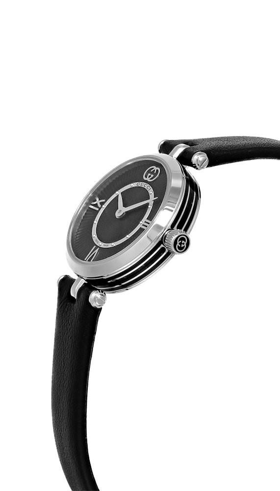 GUCCI Model 2000 Quartz 24MM Black Leather Women's Watch YA167503