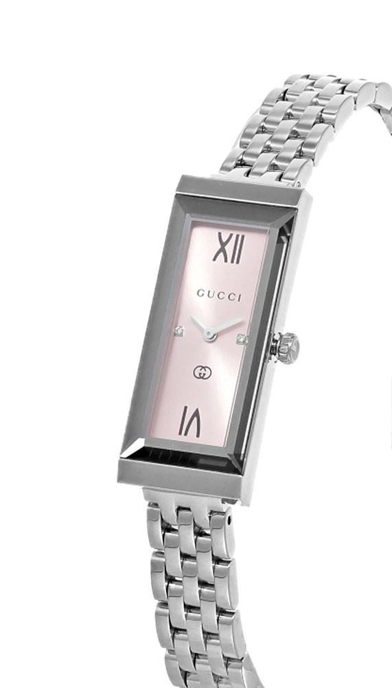 GUCCI G-Frame Quartz SS 14x34 MM Pink Dial Women display picture 3