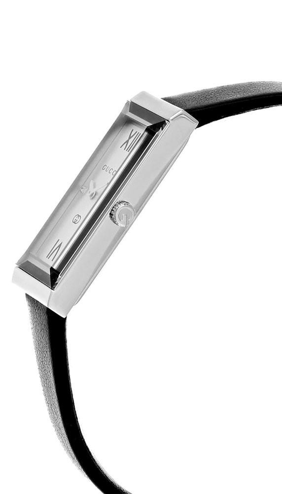 Gucci Black Dial Silver-Tone Rectangular Watch with Black Leather Strap Gucci G-Frame Stainless Steel Silver-Tone Dial Black Leather  main image 4