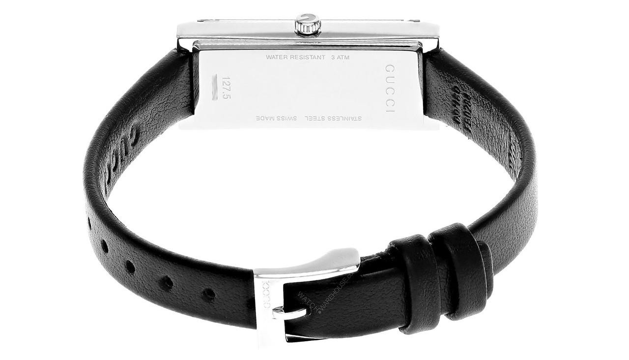 GUCCI G-Frame Quartz 14x34MM Black Dial Leather Women's
