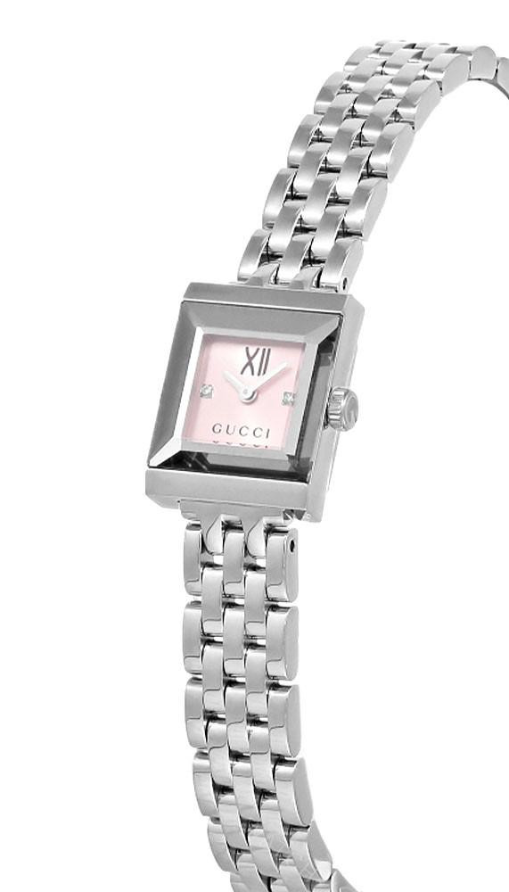 GUCCI G-Frame Quartz SS 14x18MM Pink Dial Women display picture 2