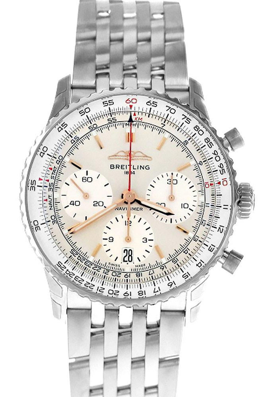 BREITLING Navitimer B01 Automatic Chronograph 41MM Silver Dial Men's Watch AB0139211G1A1 