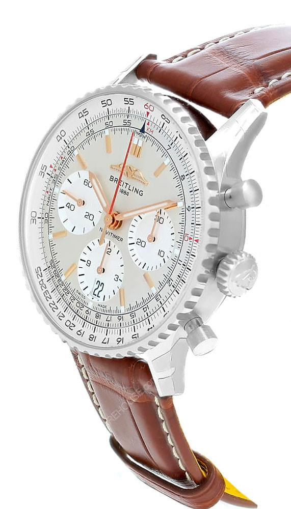 BREITLING Navitimer B01 Chronograph 41MM Silver Dial Leather Men's