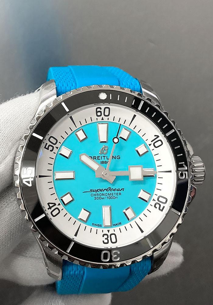 BREITLING Superocean Automatic 44MM Turquoise Rubber Men's Watch