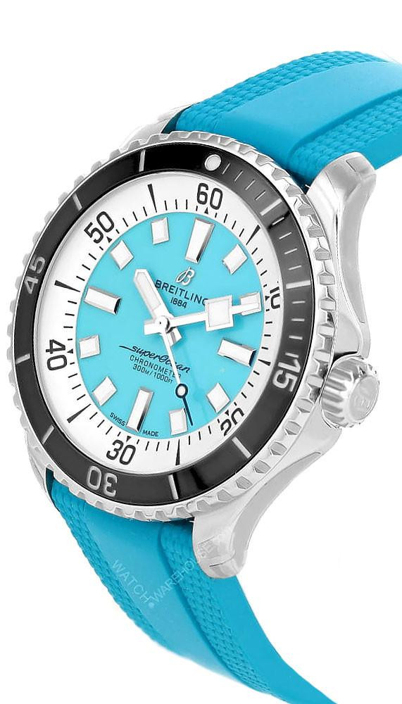 BREITLING Superocean Automatic 44MM Turquoise Rubber Men's Watch