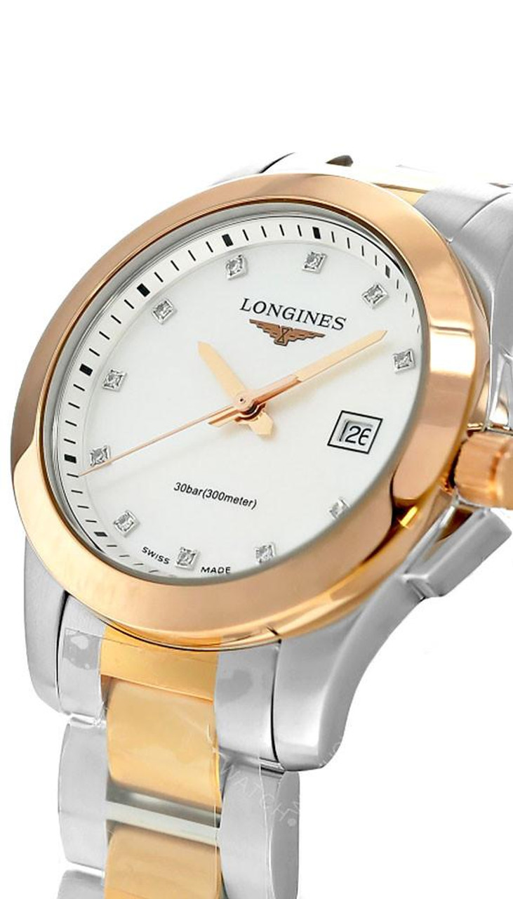 LONGINES Conquest Quartz 29.5MM MOP Diamond Dial Women's