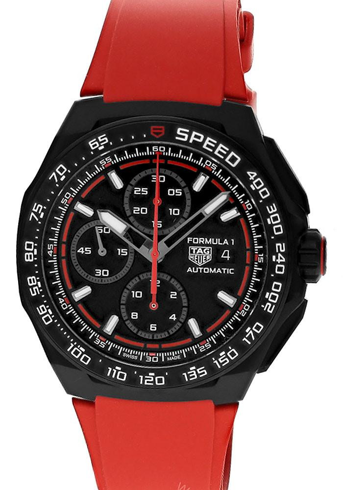 TAG HEUER Formula 1 Chronograph 44MM Titanium Red Rubber Men's Watch CBZ2085.FT8093 