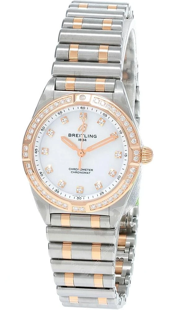 Breitling watches BREITLING Chronomat 28MM MOP Dial 18K Rose Gold Diamond Bezel Women's Watch U72310531A1U1