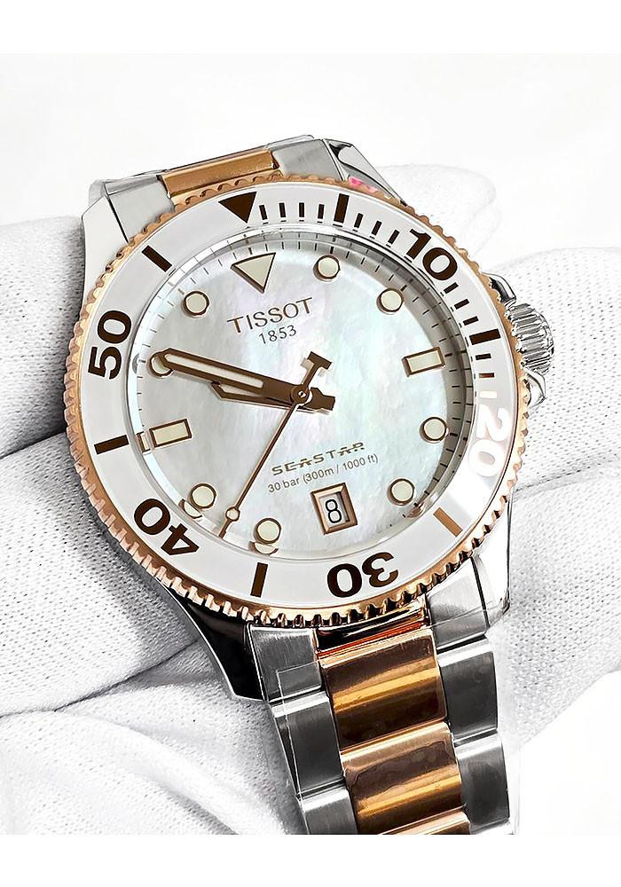 TISSOT SEASTAR オクタゴン シルバー ゴールド コンビ TISSOT Seastar 1000 Quartz SS 36MM MOP Dial Unisex Watch T120