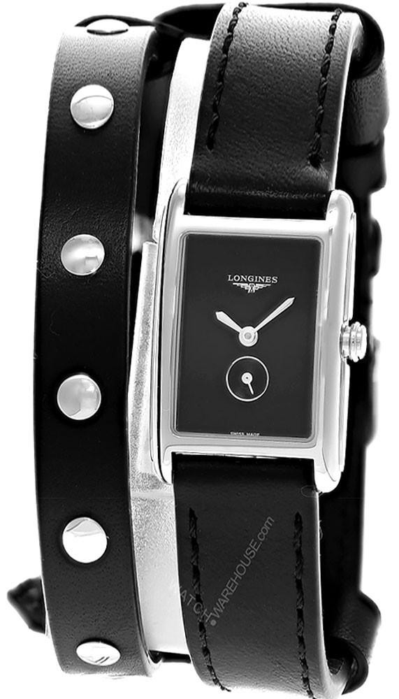 LONGINES DolceVita Quartz 23.3x37MM Black Dial Leather Women's