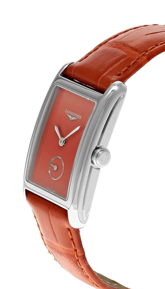 LONGINES DolceVita Quartz 23.3x37MM Orange Dial Leather Women's
