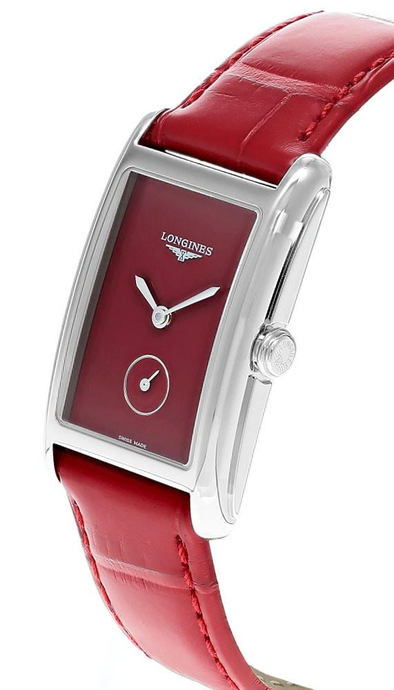 LONGINES DolceVita Quartz 23.3x37MM Red Dial Leather Women's Watch