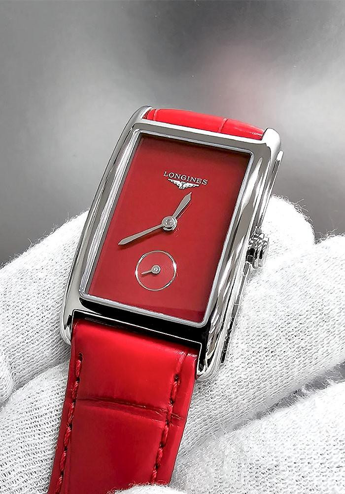 LONGINES DolceVita Quartz 23.3x37MM Red Dial Leather Women's Watch