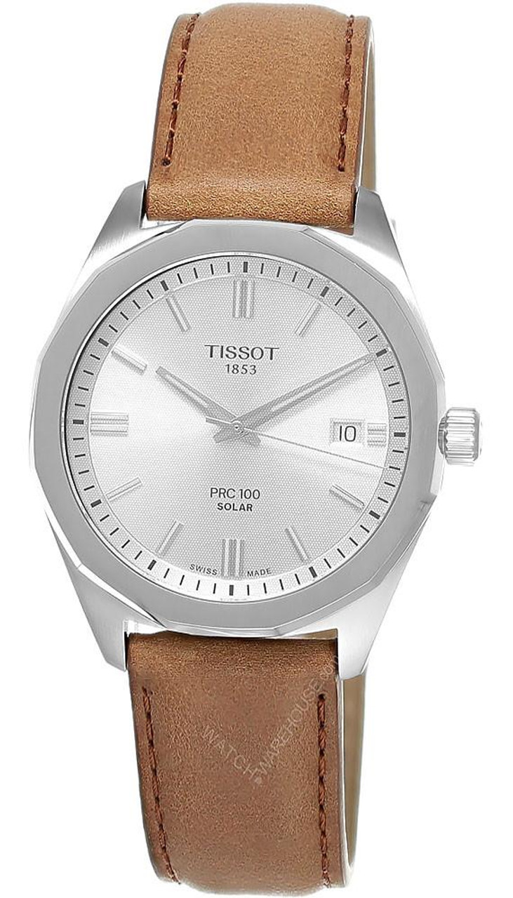 Tissot watches TISSOT PRC 100 Solar Quartz 39MM Silver Dial Leather Men's Watch T151.422.16.031.00 / T1514221603100 