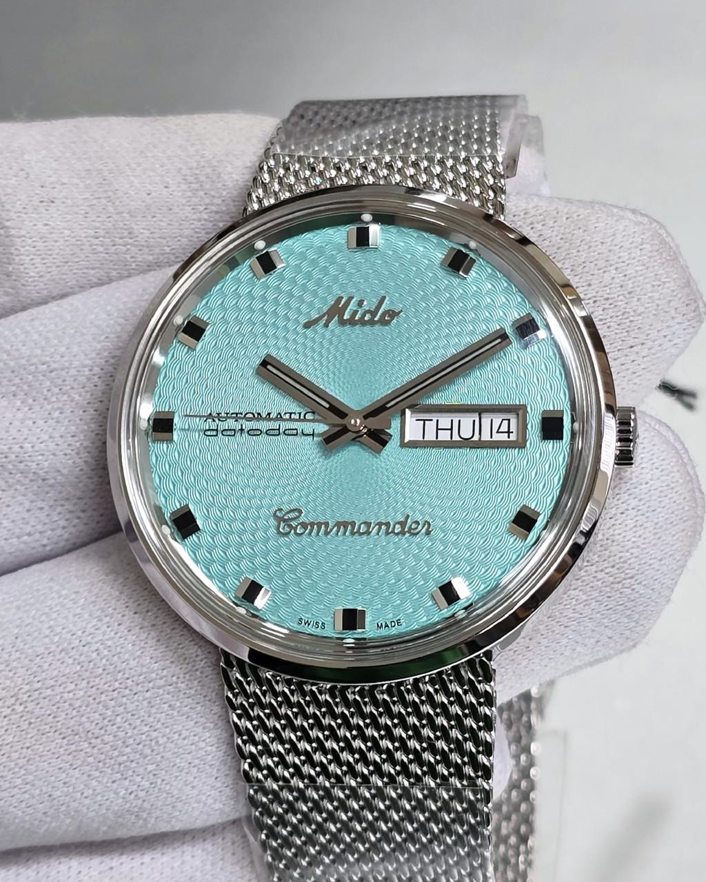 MIDO Commander 1959 Automatic 37MM Turquoise Dial Mens Watch M8429