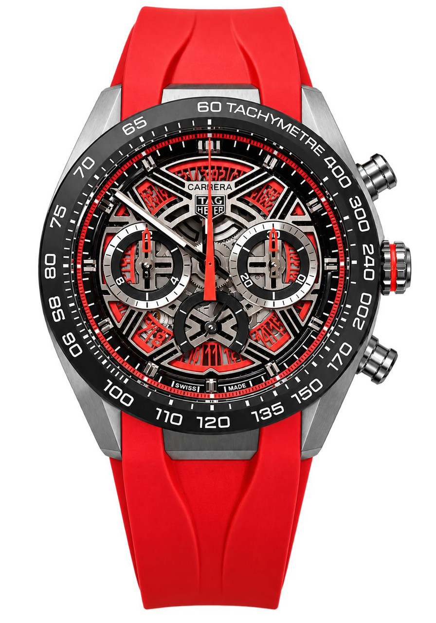 TAG Heuer Watches‎ TAG HEUER Carrera Chronograph Extreme Sport 44MM Titanium Orange-Red Rubber Men's Watch CBU2082.FT6275 