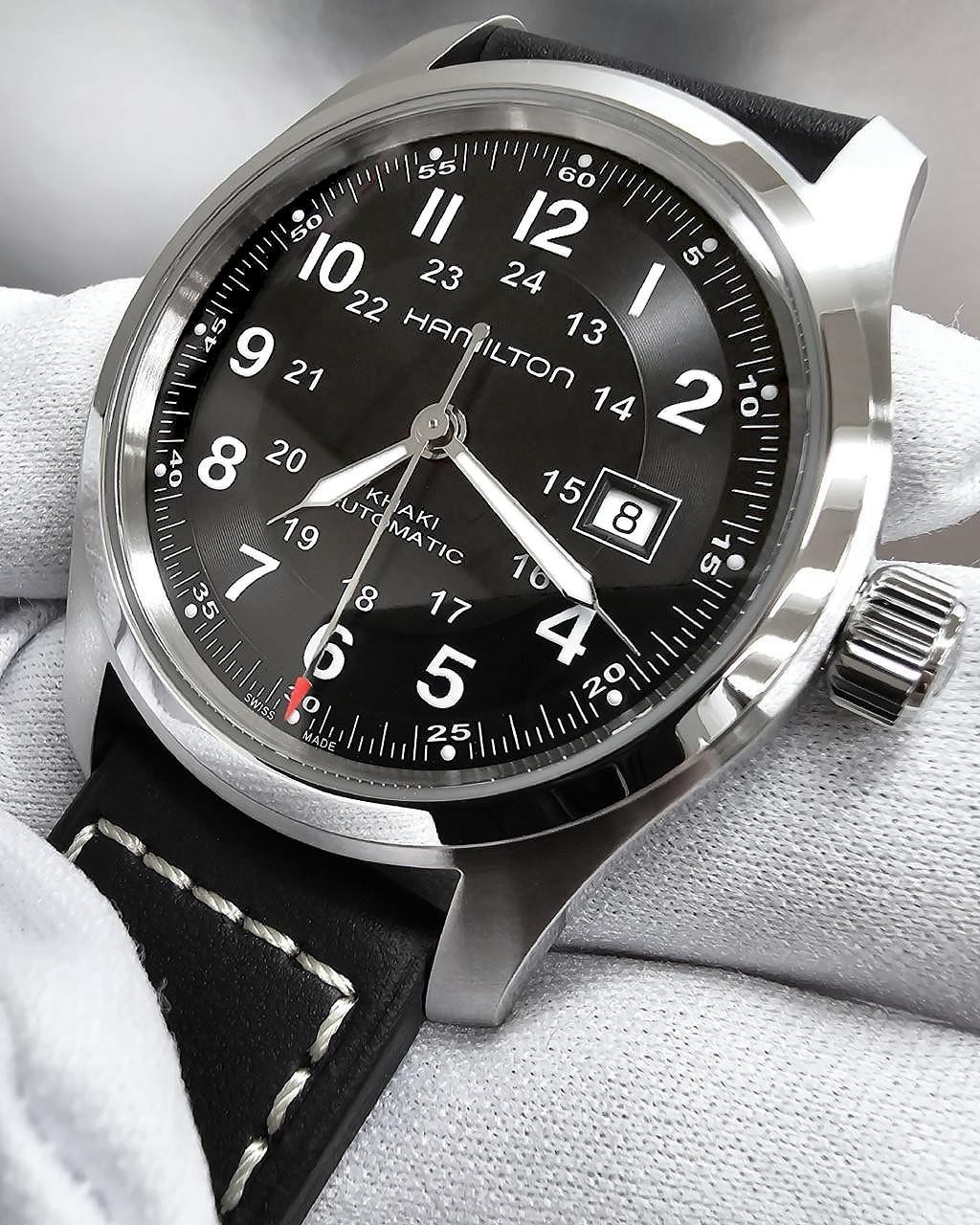 HAMILTON Khaki Field Automatic 42MM Black Dial Leather Men's