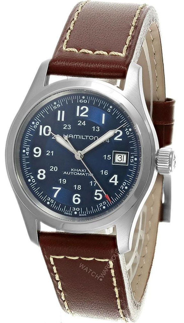 Hamilton watches HAMILTON Khaki Field Automatic 38MM Blue Dial Leather Men's Watch H70455540 Hamilton watches HAMILTON Khaki Field Automatic 38MM Blue Dial Leather Men's Watch H70455540