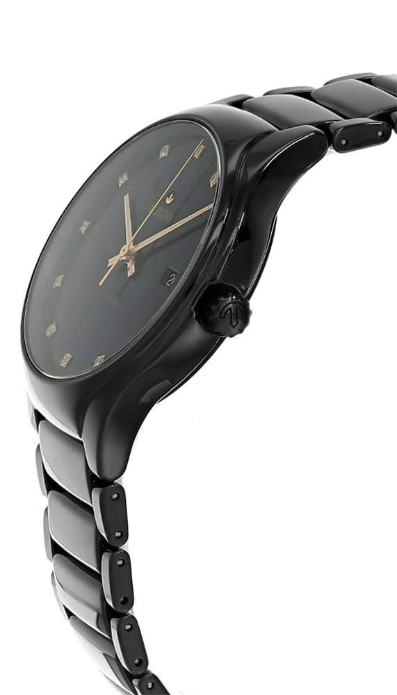 RADO True Round Quartz 40MM 12 Diamond Black Dial Men's Watch