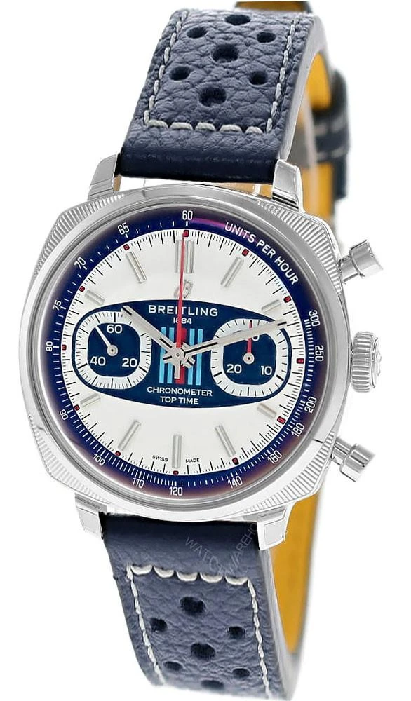 Breitling watches BREITLING Top Time B01 Racing Automatic 38MM Blue Dial Leather Men's Watch AB01772A1G1X1