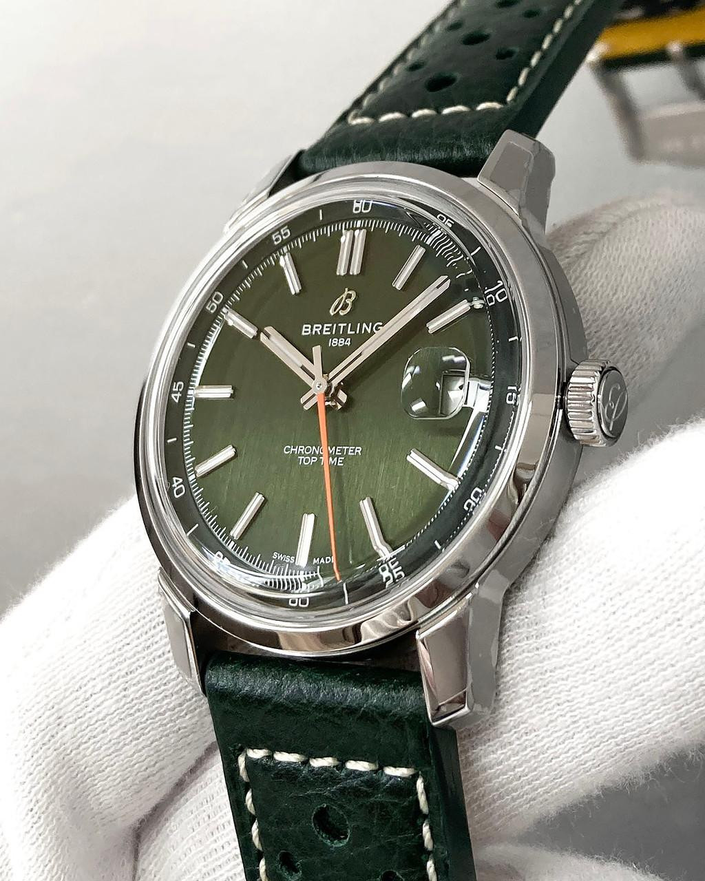 BREITLING Top Time B31 Automatic 38MM Green Dial Leather Men's