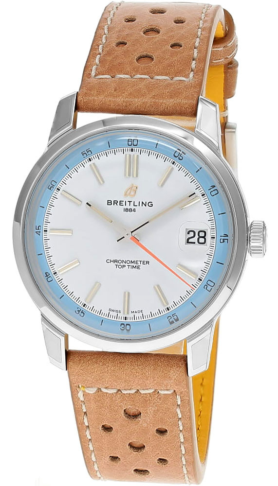 BREITLING Top Time B31 Automatic 38MM Sky Blue Dial Leather Men's Watch AB3113281A1X1