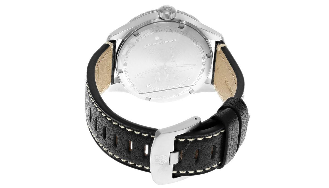 LUMINOX P–38 Lightning GMT Quartz 42MM Beige Dial Leather Men's