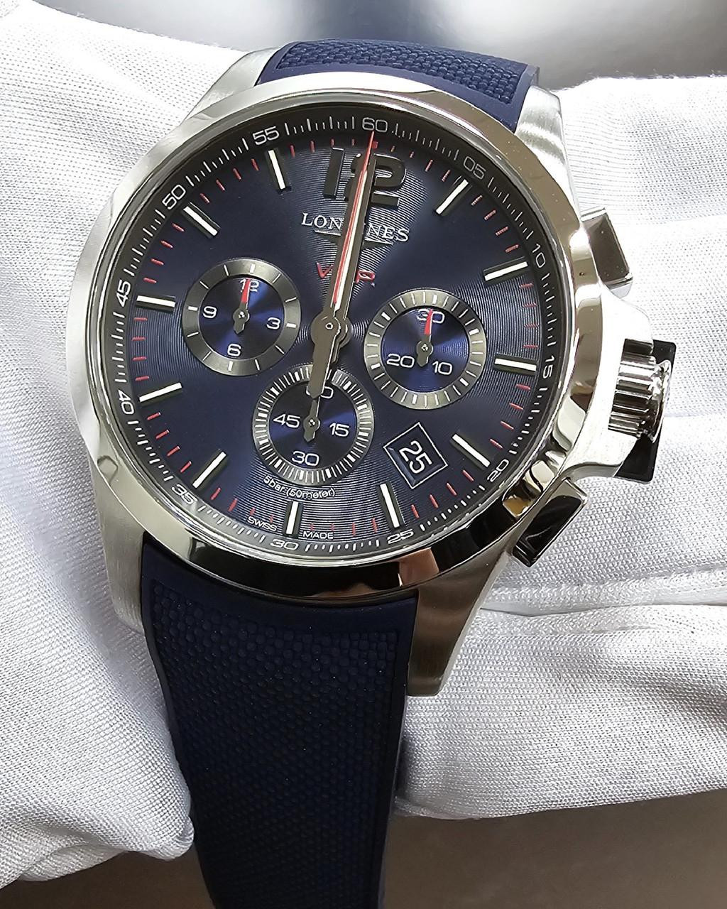 LONGINES Conquest V.H.P. Chronograph 44MM Blue Dial Rubber Men's