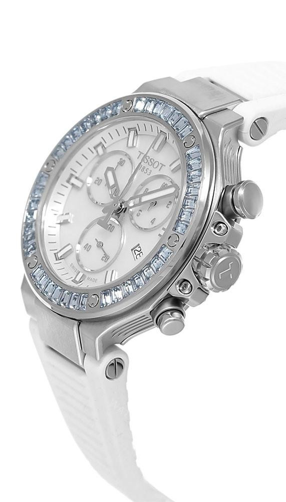 TISSOT T-Race Chronograph Quartz 38MM MOP Dial White Silicone