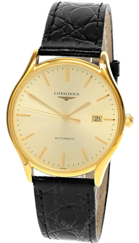 LONGINES Lyre Automatic 38.5MM Gold Dial Leather Men's Watch L4