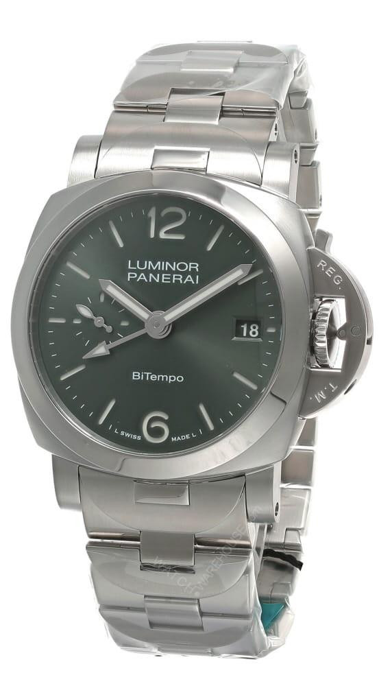 Panerai watches PANERAI Luminor Quaranta BiTempo Automatic 40MM Green Dial SS Men's Watch PAM01640 