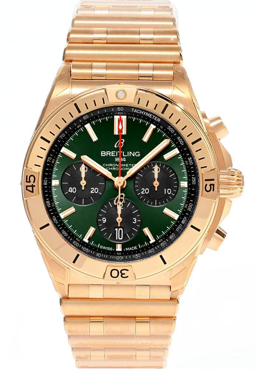 Breitling watches BREITLING Chronomat B01 Automatic 42MM Green Dial 18K Rose Gold Men's Watch RB0134101L1R1 