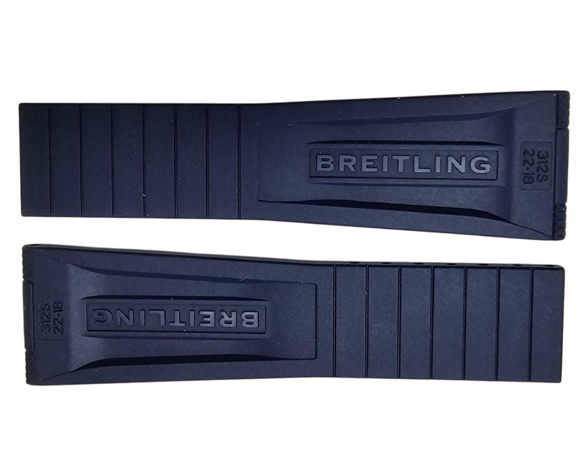 BREITLING ラバーベルト ブルー 312S 22-18 BREITLING Blue 22/18MM Rubber Strap 312S | Fast & Free US Shipping