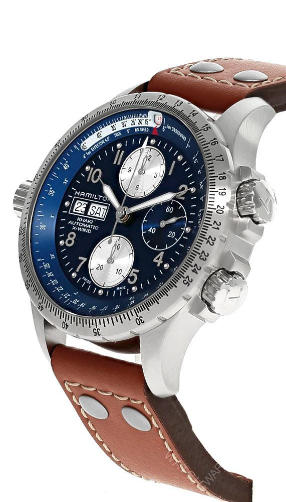 HAMILTON Khaki Aviation X-Wind 44MM Blue Dial Leather Men's Watch