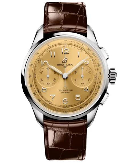 Breitling watches BREITLING Premier B09 Chronograph 40MM Champagne Dial Leather Men's Watch AB0930F51H1P1 