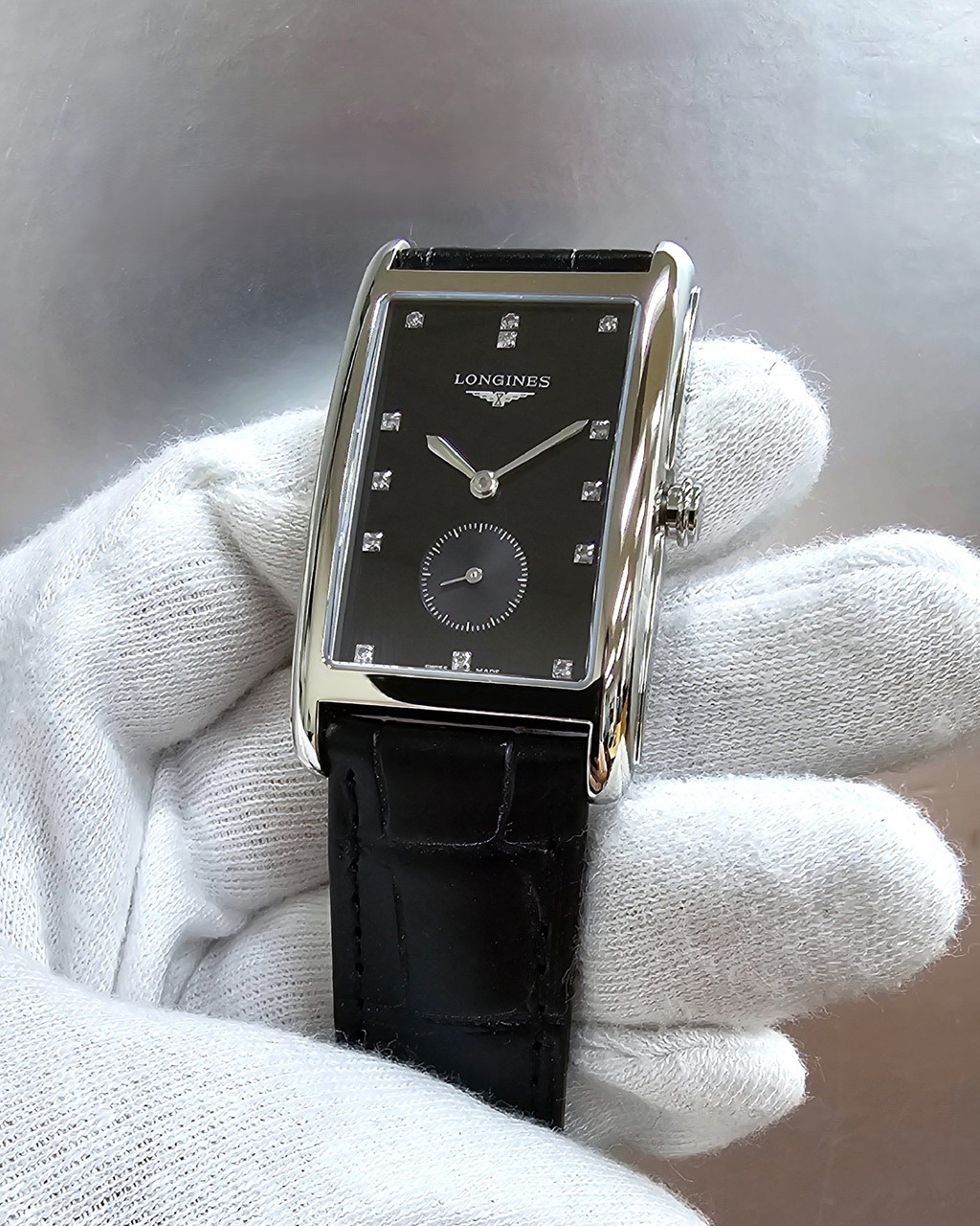 LONGINES DolceVita Quartz Diamond Set Dial Black Leather Women's Watch L5.755.4.57.0 / L57554570