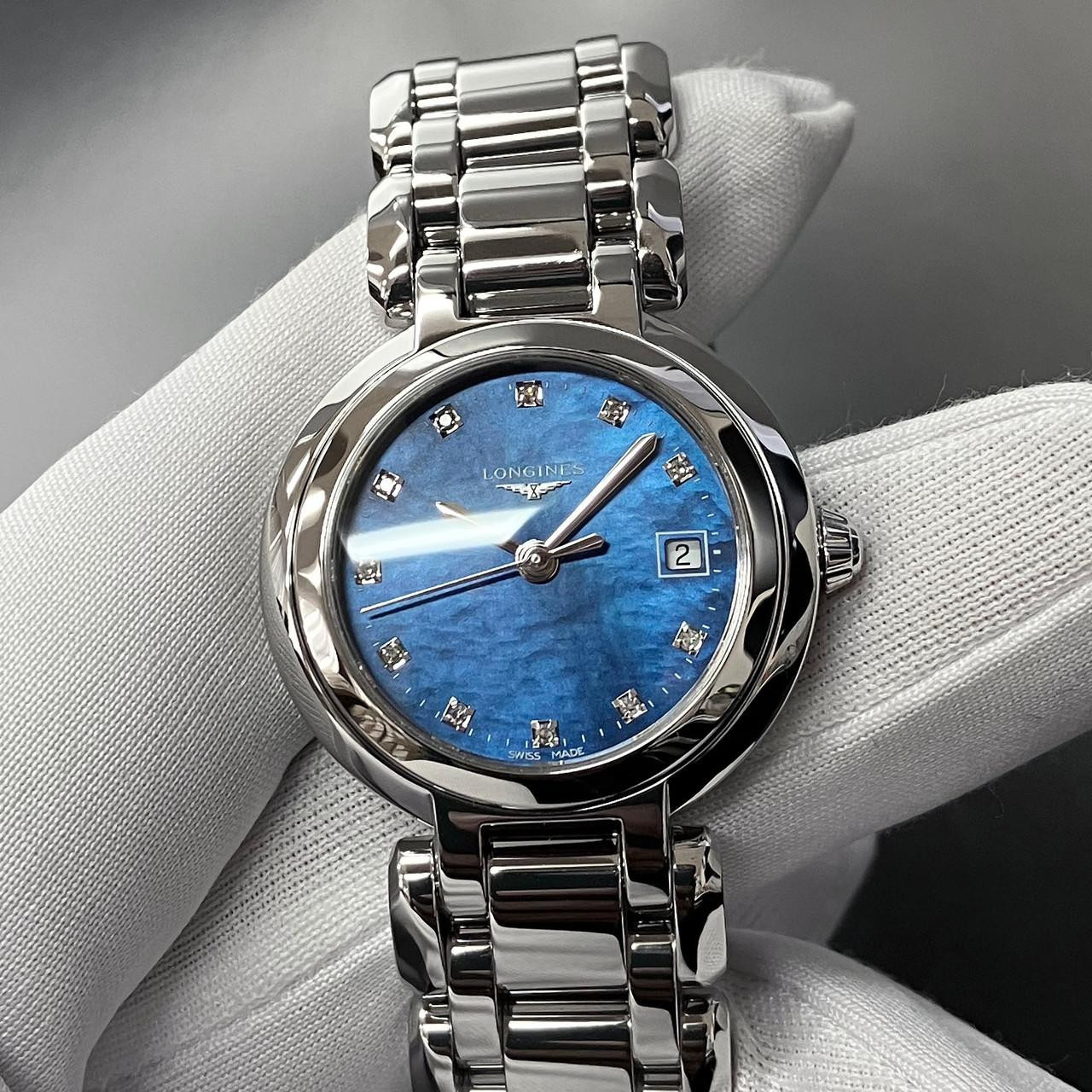 LONGINES PrimaLuna Quartz 26.5MM Blue 11 Diamond Dial Women's