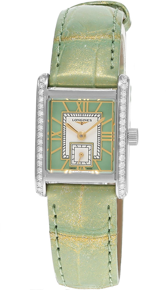 LONGINES Mini DolceVita Quartz 21.5MM Green Dial Leather Women's Watch L5.200.0.05.2